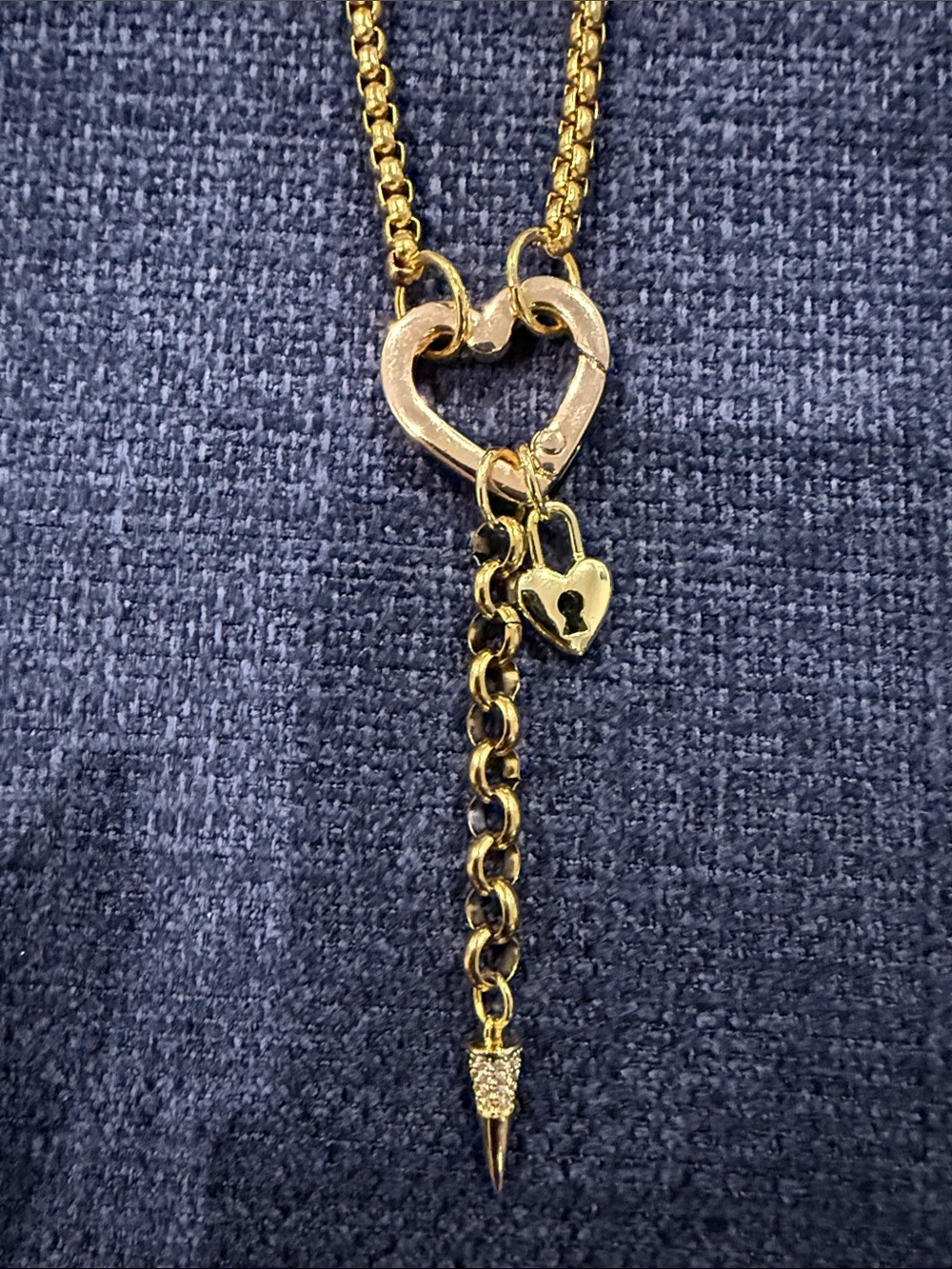 Gold Heart Lock Drop Pendant Necklace - Women Jewelry heart opens to add charms!